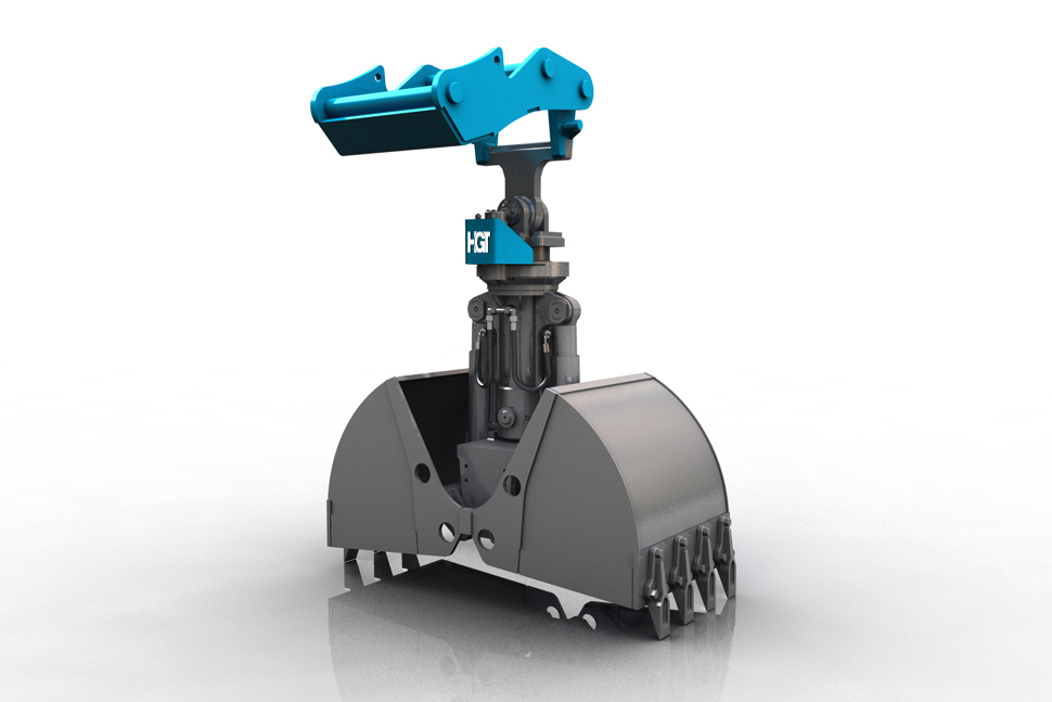 Two-shell excavation grab